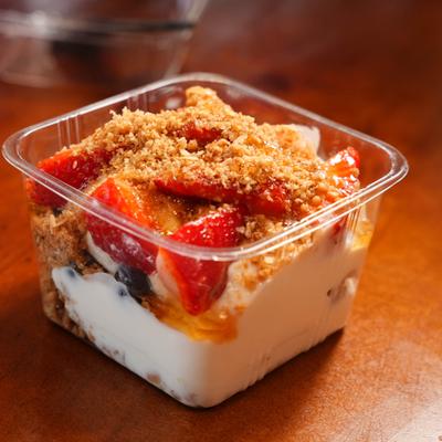 Strawberry and yogurt Parfait.