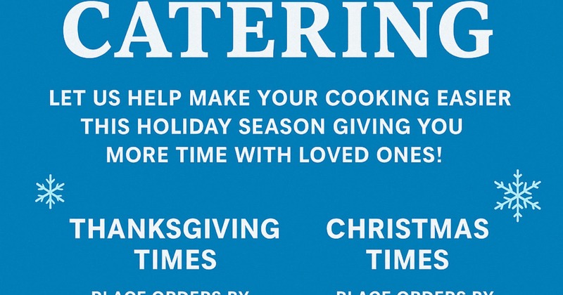 Advertisement for a catering service during the holiday season