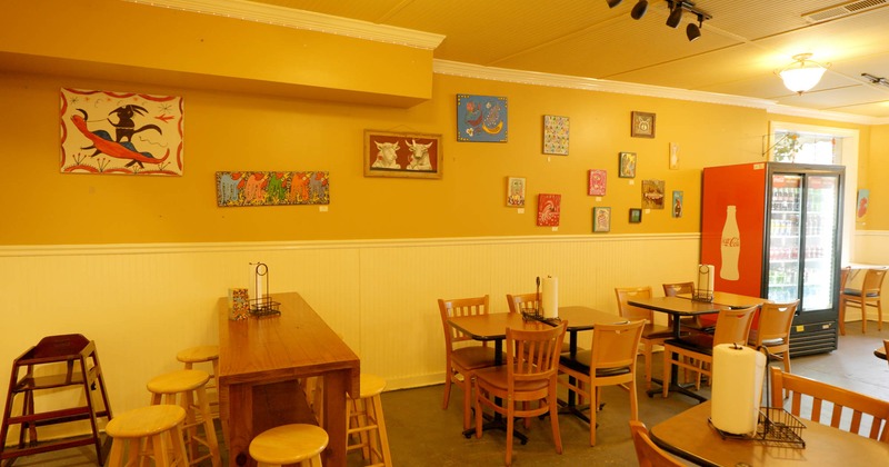 Interior, tables ready for guests