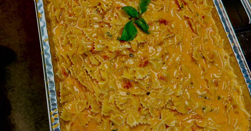 Bowtie pasta in pink vodka sauce