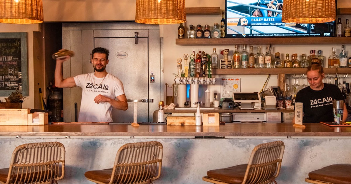 Interior, bar area, bar and bar stools
