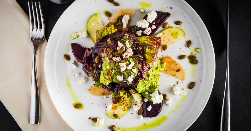 Restaurant interior, set dining area