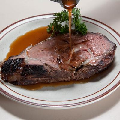 Slow-roasted, hand cut prime rib