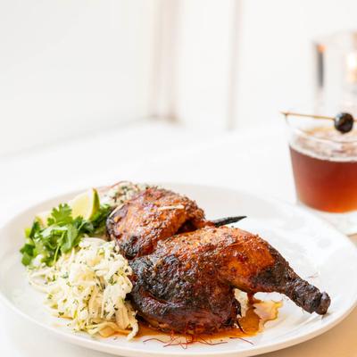 A plate of Cambodian Half Chicken