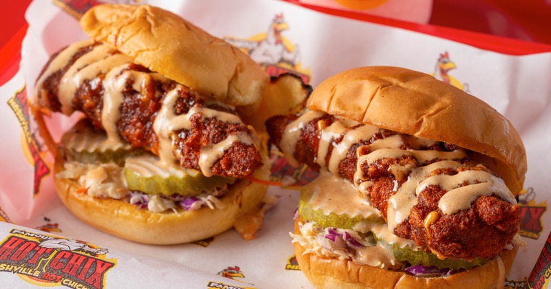 Two sliders with chicken tenders