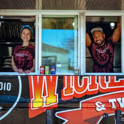 The staff in the food truck.