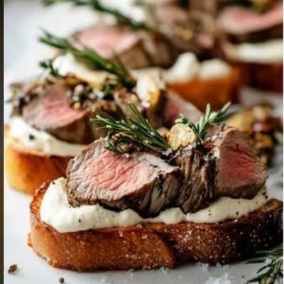 Beef Tenderloin Crostini.