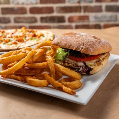 Honey glaze chicken sandwich and fries.