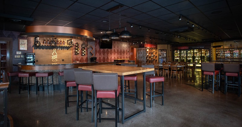 Interior, high tables and chairs