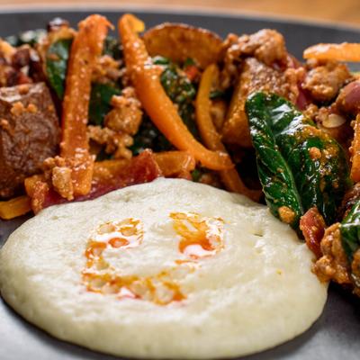 Spanish Grilled Octopus with creamy puree.