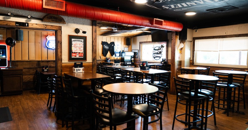 Interior, tall tables and bar stools