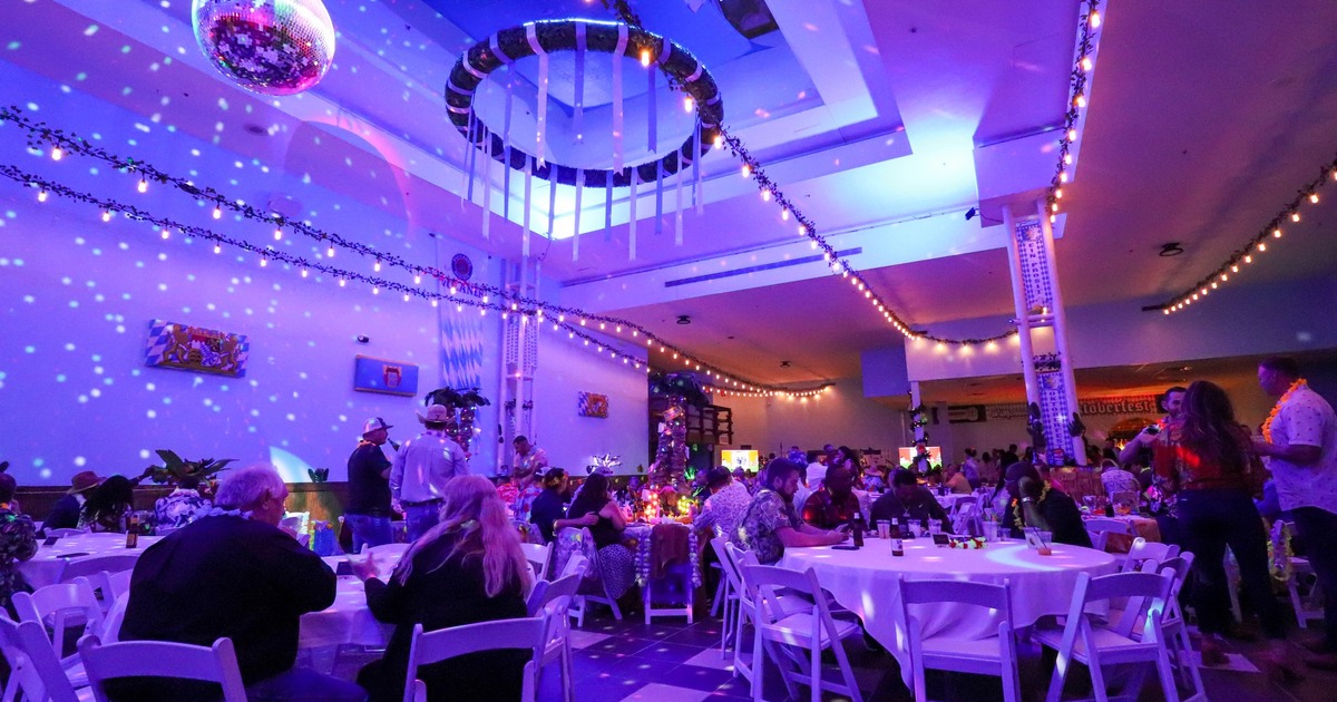 Interior, dining area, purple lighting