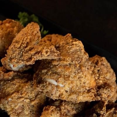 Fried chicken, close-up.