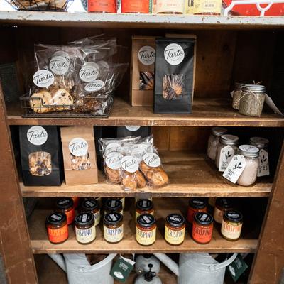 Assorted cookies and jars.