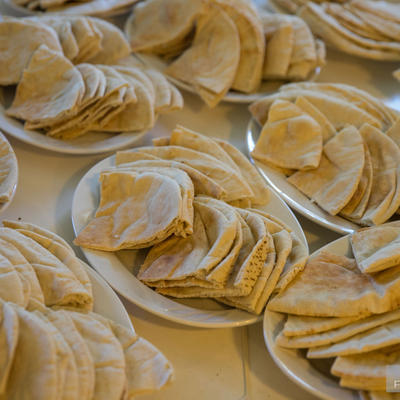 Plates of thin bread