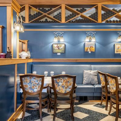 Seating booth and table ready for guests