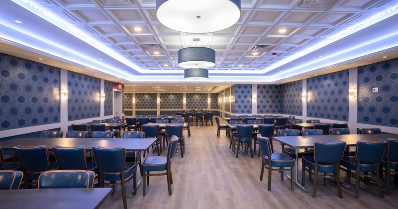 Interior, dining tables and seats