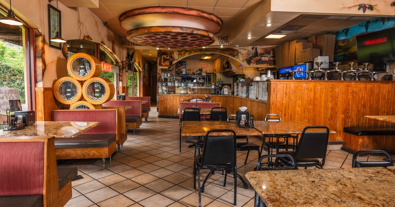 Interior dining area, tables ready for guests