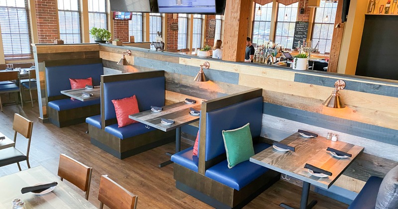 Interior, seating space, booths