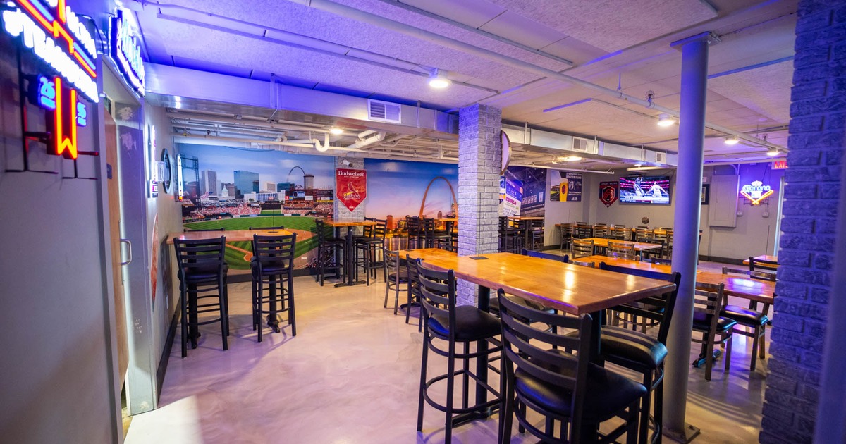 Interior, high top tables and chairs