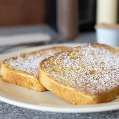 French toast with powdered sugar.