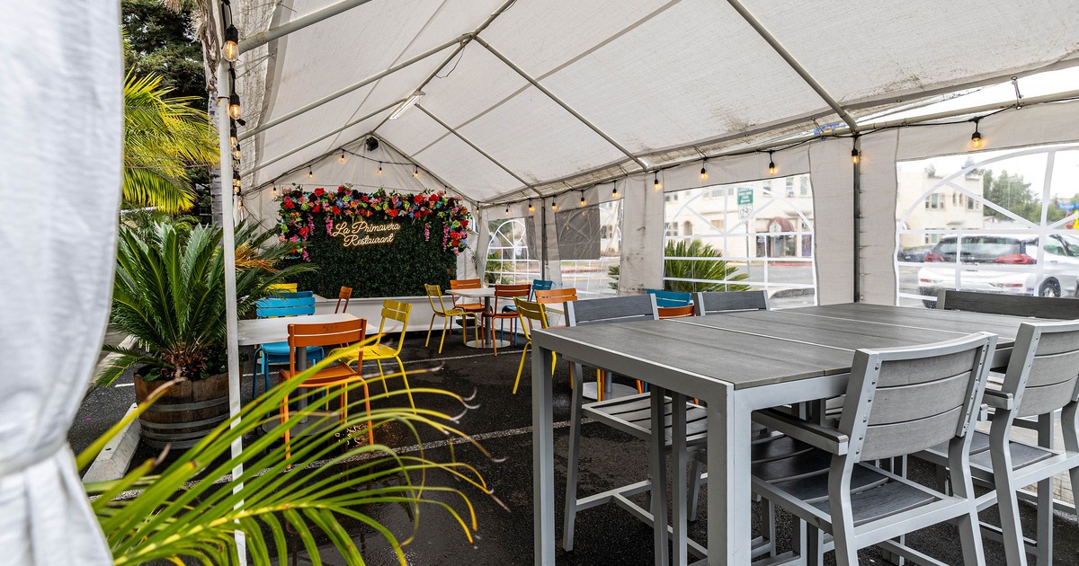 Enclosed patio seating area
