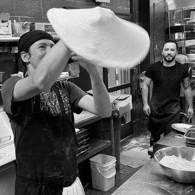 Mark spinning pizza!.