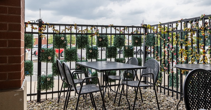 Exterior, terrace, table, chairs