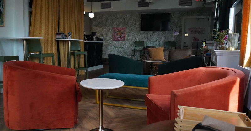 Interior, armchairs in seating area
