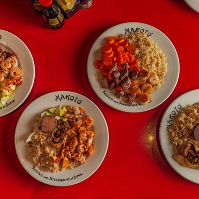 Plated food, top view.