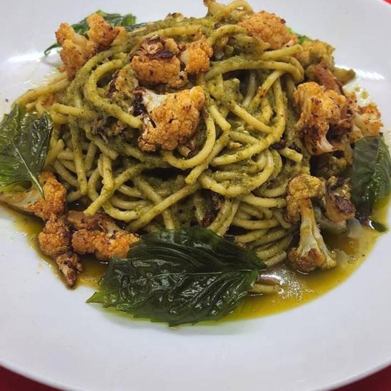 Vegan Pesto Bucatini Pasta photo