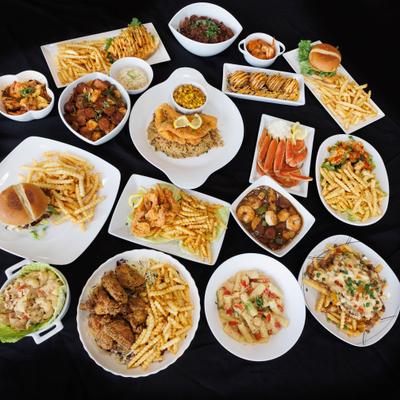 Assorted food dishes.