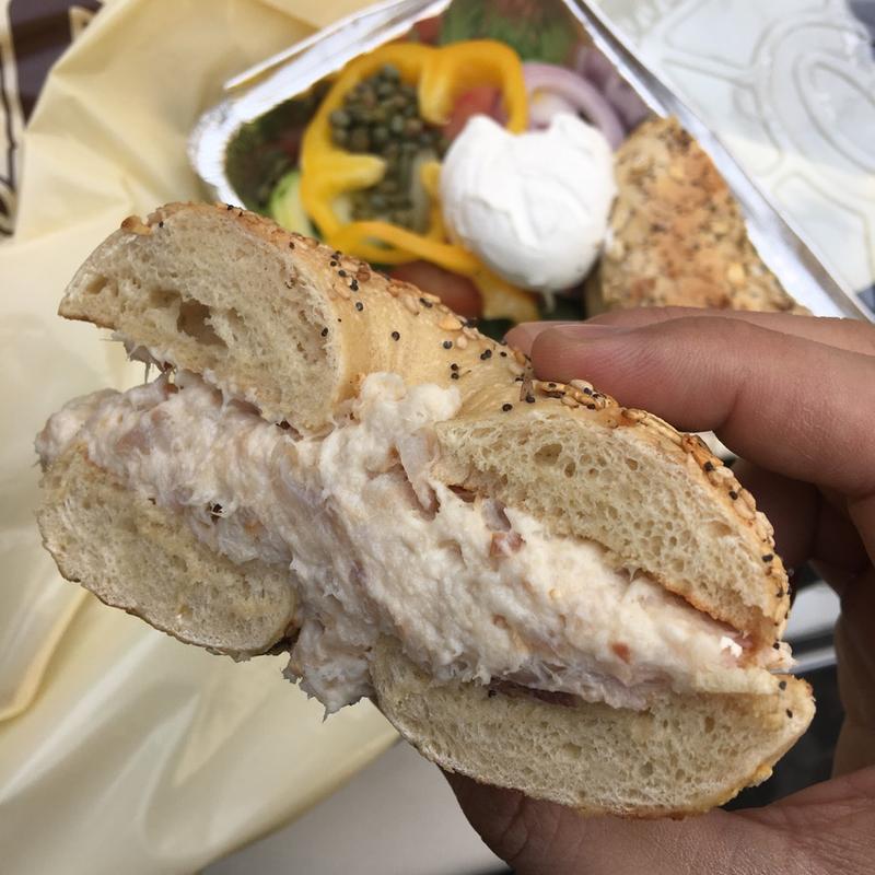 Hand Rolled Bagel with White Fish Salad photo