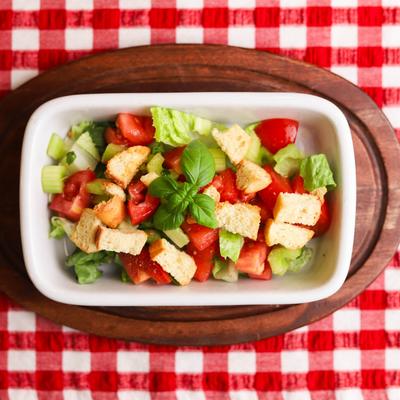 Panzanella salad, top view.