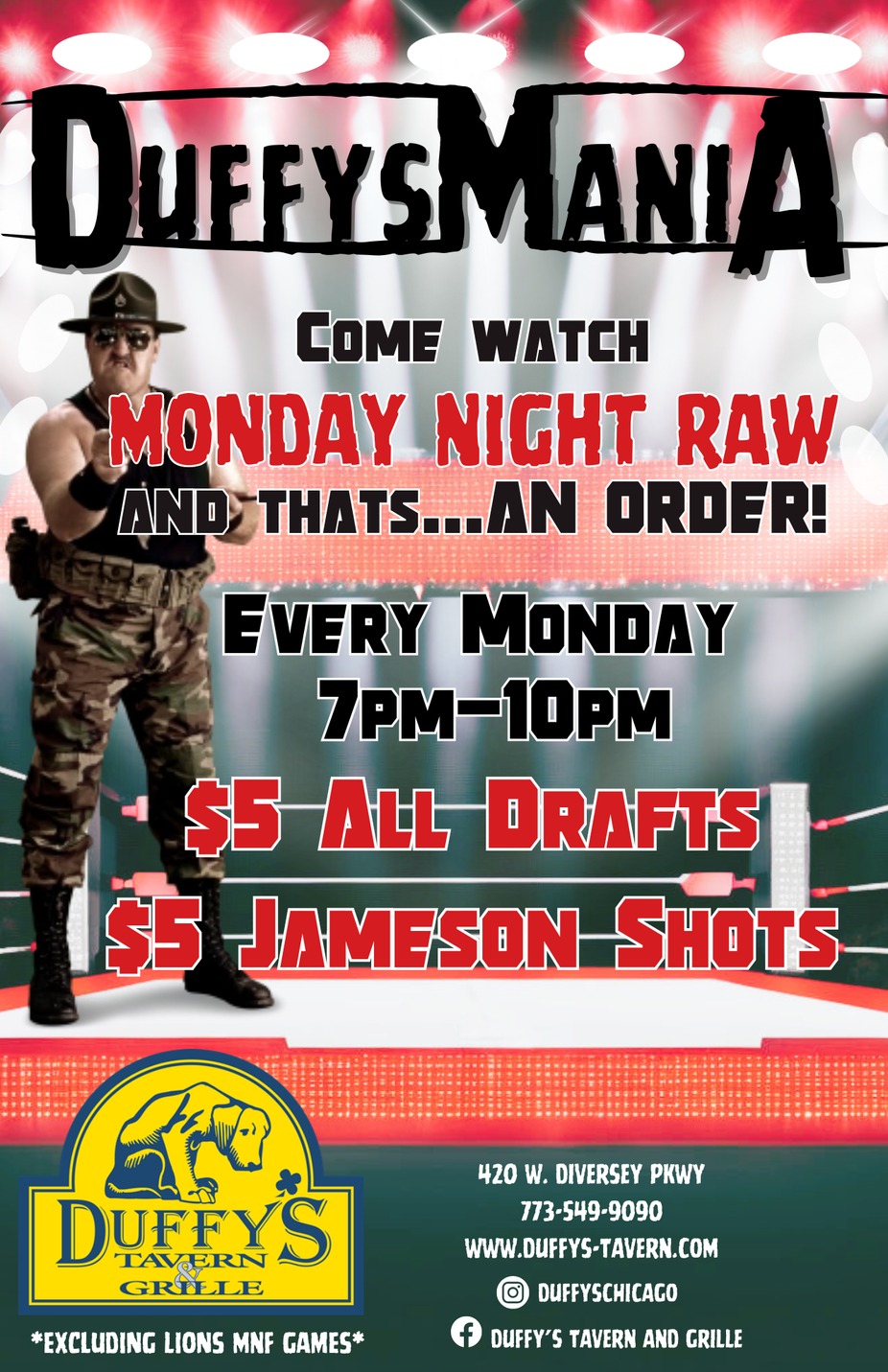 DuffysManiA: MONDAY NIGHT RAW  WATCH PARTY! event photo