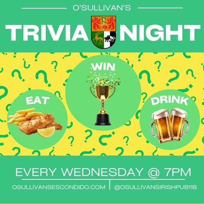 a flyer promoting wednesday trivia nights starting at 7pm