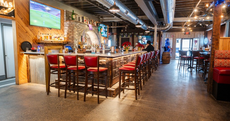 Interior, bar and bar stools