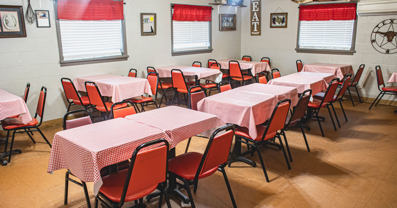Interior, tables lined up