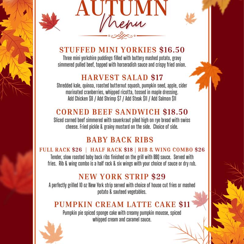 menu item 16 of 17, Fall Feature Menu