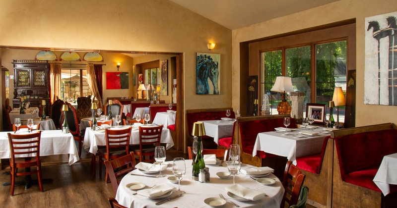 Interior, dining area with chairs and tables