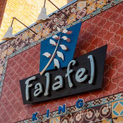 Restaurant sign above the front entrance.