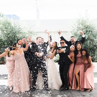 People celebrating the wedding.