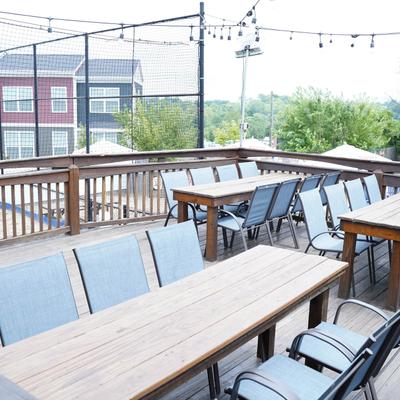 Exterior, seating space on a terrace.