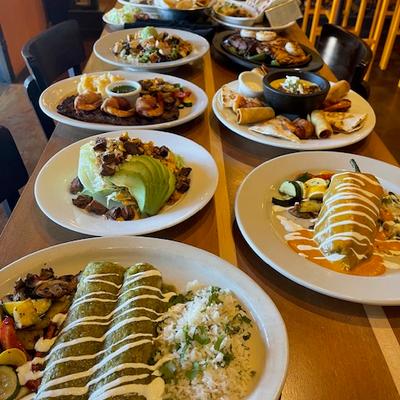 Assorted dishes on a table.