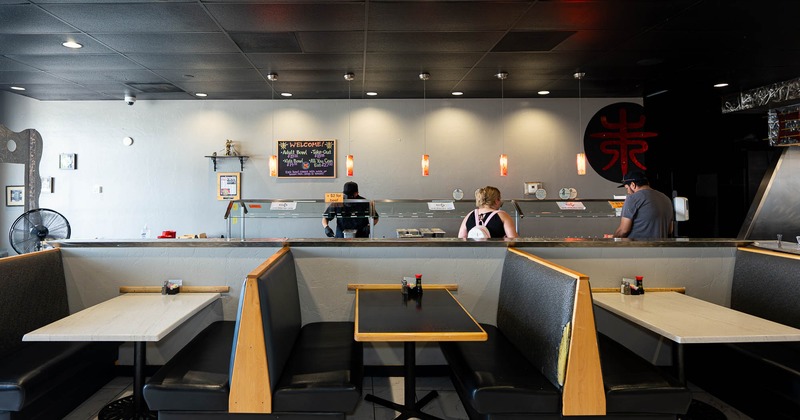 Interior, dining area with restaurant booths