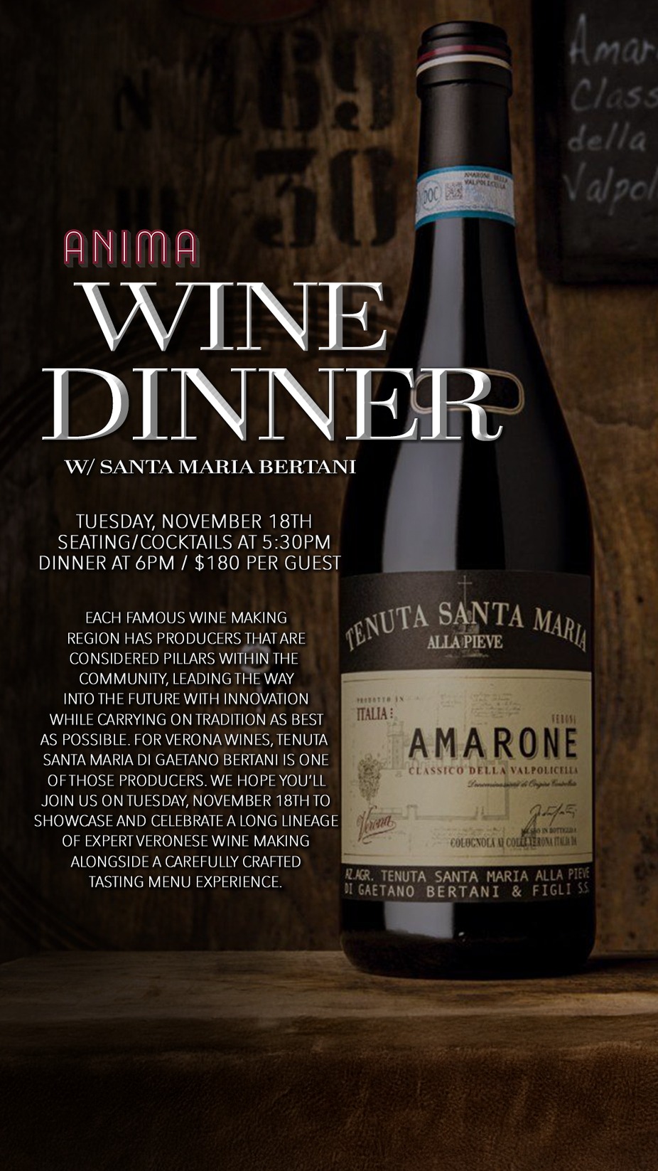 Wine Dinner w/ Santa Maria Bertani event photo