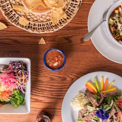 Assorted food dishes.