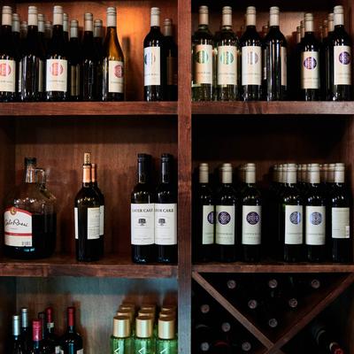 Various bottles on the shelf