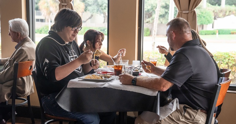 Interior, guests dining