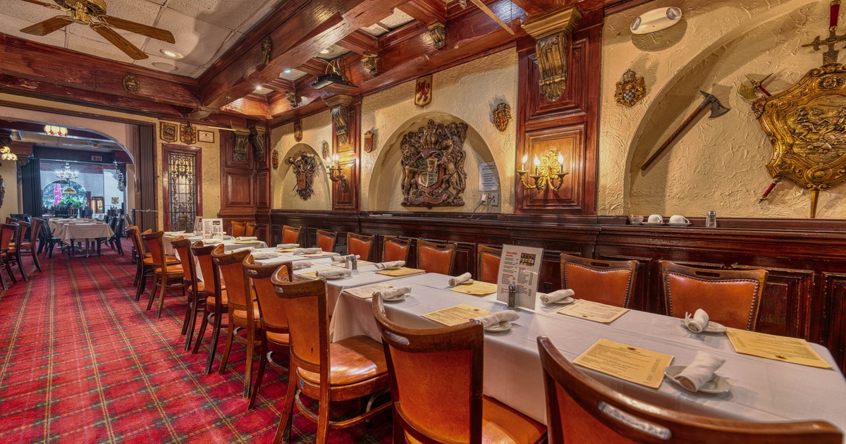 Interior, a long table with tableware